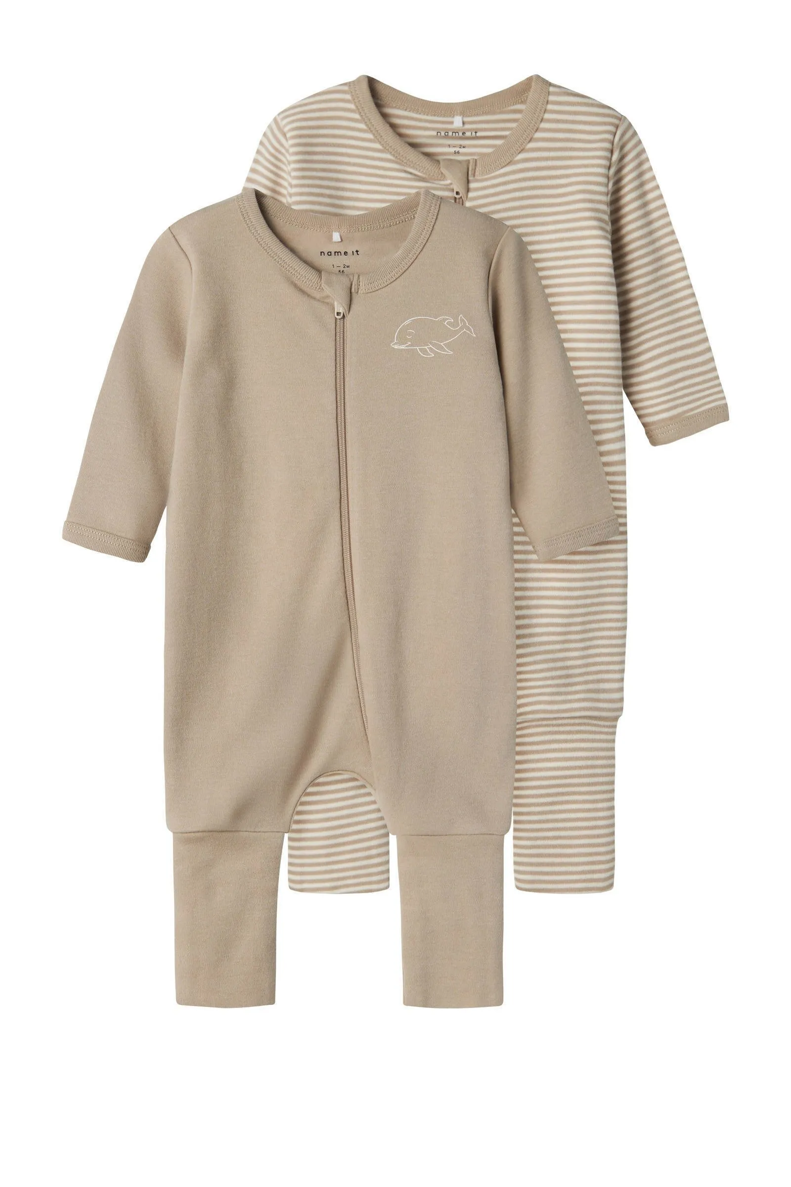 Name it BABY pyjama set van 2 donkerblauw wit Beige Jongens Katoen Ronde hals 104